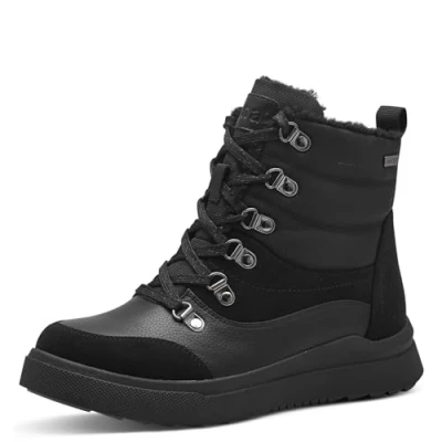 Image of Jana Women Winter Snow Boots Lace Up Warm Lining Vegan Fashion, Black, 9 UK