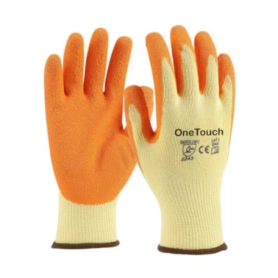 Image of A406 12 Pair Orange Latex Coated gloves Rubber work for Builders Gardening Scaffolding safety (Large/8)