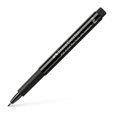 Image of Faber Castell Art &amp; Graphic Pitt Artist Pen Fude Medium India Ink Pen, Black, Single For Art, Craft, Drawing, Sketching, Home, School, University, Colouring