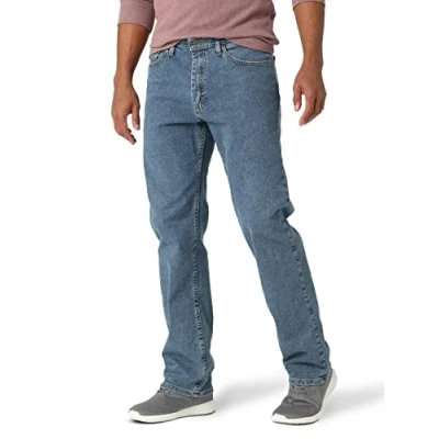 Image of Wrangler Authentics Men&#039;s Comfort Flex Waist Relaxed Fit Jean, Light Stonewash, 29W x 32L