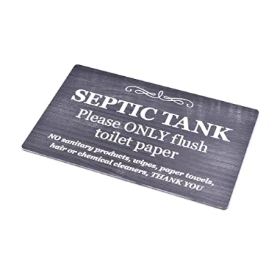Image of Stylish and Bold, Carbon Ash, SEPTIC TANK Sign Plaque Notice for toilet Bathroom W.C only flush paper Information Other Styles Available.