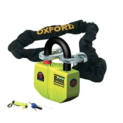 Image of Oxford Boss Alarm Lock &amp; Chain 12mm x 1.2m OF7, Black, 120 cm