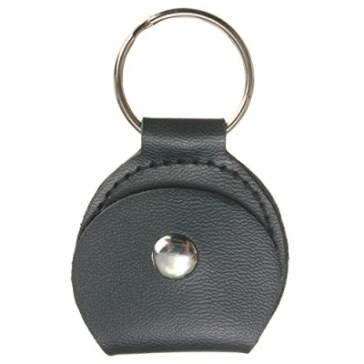 Image of TRIXES Pick Holder with 3 Plectrums Black Faux Leather Folding Pouch Keyring Stocking Filler