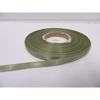Image of 2 metres x 7mm Satin Ribbon Moss Dusky Sage Green Double Sided 7 mm