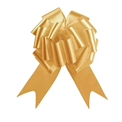 Image of SHATCHI Large 30mm/3cm Ribbon Pull Bows for Party Wall, Gift Wraps, Christmas Trees, Wedding, Birthday Hampers Decoration Florist, Gold, 40pcs