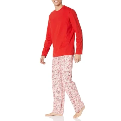 Image of Amazon Essentials Men&#039;s Soft Flannel Pyjama Sleepwear Set (Available in Big &amp; Tall), White Forest, S