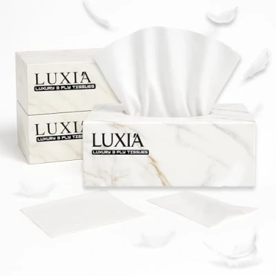 Image of Luxia 3ply Luxury Bulk Facial Tissues 24 Packs x 150 Per Box Soft for Everyday Use Soft, Strong and Absorbent White Tissue Paper Fragrance Free(3600 Tissues),