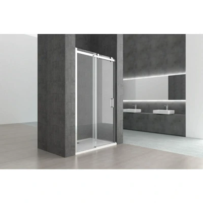 Image of Durovin Bathrooms Frameless 1450 Shower Door for Sliding Enclosure 8mm Thick Transparent Safety Glass Side Aluminium Strip Mount