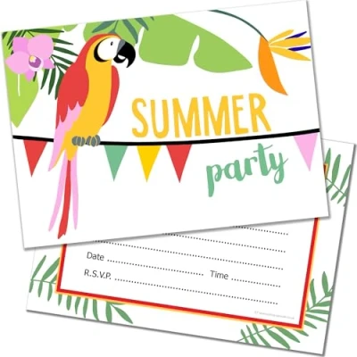 Image of Olivia Samuel 20 x Summer Party Invitations from Tropical Ready to Write Invites Postcard Style