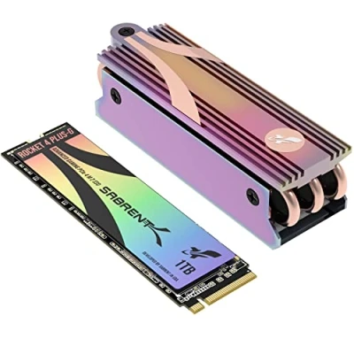 Image of SABRENT GAMING M.2 NVMe SSD 1TB with Heatsink, Solid State Drive 7300MB/s Read, PCIe 4.0 7GBps m2 Hard for Gamers, PlayStation 5, PS5 Console, PC and Laptops (SB RKTG GHSK 1TB)