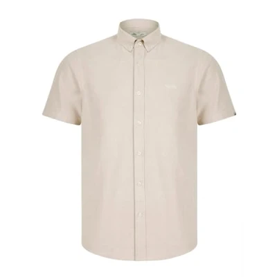 Image of Tokyo Laundry Tiberius Short Sleeve Oxford Cotton Shirt in Oatmeal XL