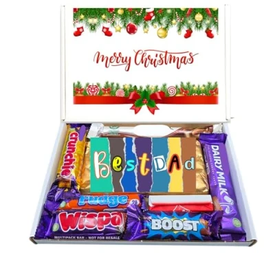 Image of Best Dad Chocolate Hamper Gift for Daddy Birthday Fathers Day (Merry Christmas)
