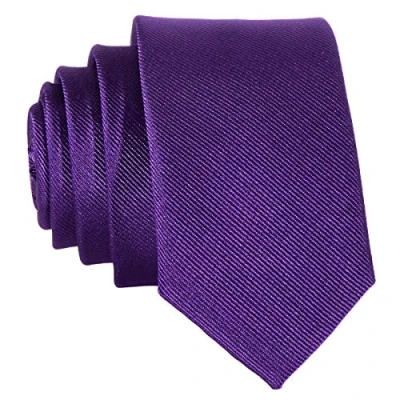 Image of DonDon Men&#039;s narrow slim Tie handmade Purple