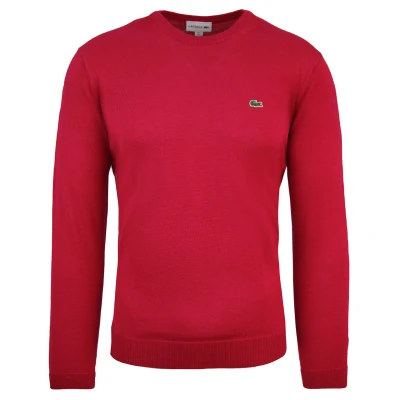Image of Lacoste Logo Mens Pink Sweater Wool Size X Small