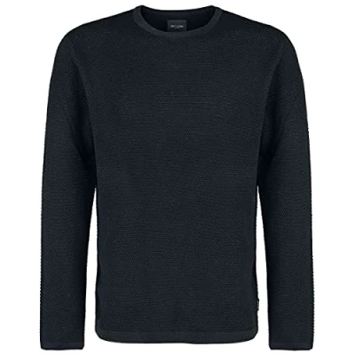 Image of ONLY &amp; SONS Men&#039;s ONSPANTER 12 STRUC Crew Neck Knit NOOS Sweater, Black, XL