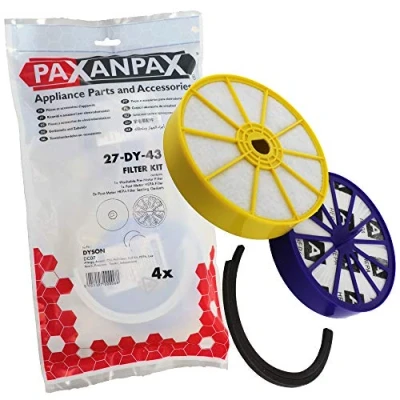 Image of Paxanpax PFC358 Compatible HEPA &amp; Washable Filter Seal Set for Dyson DC07 (Pack of 2), White