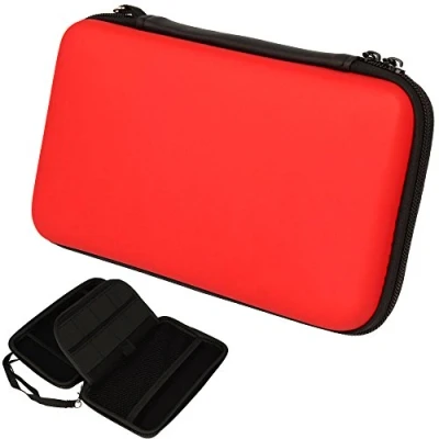 Image of TECHGEAR Case Compatible with Nintendo 2DS XL Hard Protective Carry Travel &amp; Storage Cover fits + Games Accessories [RED]