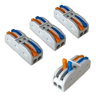 Image of Aiqeer 16 Pcs SPL 2 Lever Nut Wire Connectors, in out 4 Ports Conductor Compact Cable Clamp Terminal Block Quick Spring Connector (Multicolor Lever)