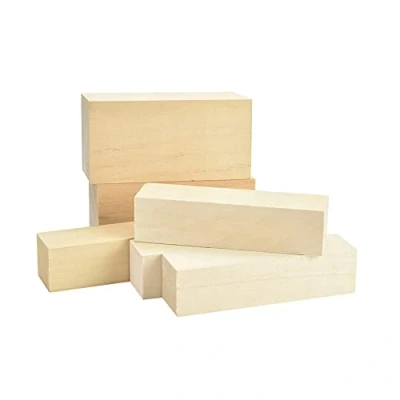 Image of Hundnsney Basswood Carving Wood Natural Blanks Balsa for Blocks Untreated Block Craft