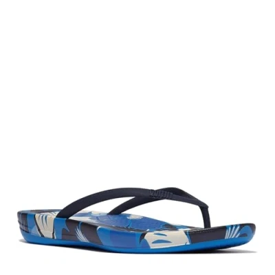 Image of Fitflop Women&#039;s iQUSHION FLOWERZ Ergonomic FLIP Flops, Blue, 8 UK