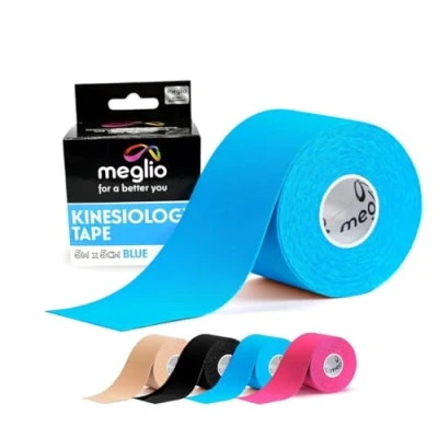 Image of Meglio Kinesiology Tape Uncut 5m Roll Sports Strapping for Injuries, Support Muscle Tape, K Physio Trans Athletic Breathable &amp; Waterproof (Blue)