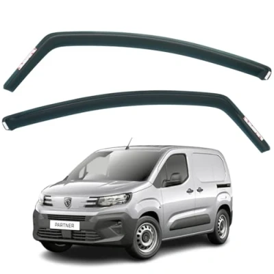 Image of Set Of 2 Wind Deflectors Compatible with CITROEN BERLINGO, Fits PEUGEOT PARTNER, RIFTER, VAUXHALL COMBO, TOYOTA PROACE CITY 2018 2019 2020 2021 2022 2023 2024 Models.