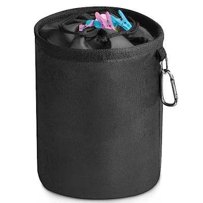 Image of Peg Bag,Large Bag with Closing Cord ,Oxford 600D Waterproof Weather Resistant Clothes Bag, Rotary Dryer for Laundry Pegs, Indoor Outdoor Pegs Organizer Storage Use (28 x 20 cm)
