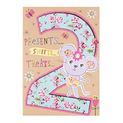 Image of Hallmark 2nd Birthday Card &#039;Presents Sweets Treats&#039; Medium