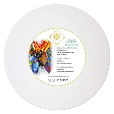 Image of Stretcher frame canvas round 50 cm stretched with 380 g/m2 cotton fabric primed Made in Germany