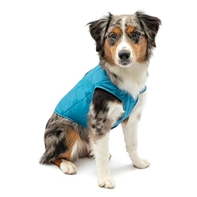Image of Kurgo Loft Dog Jacket, Reversible Coat for Cold Weather, Blue/Orange, X Small