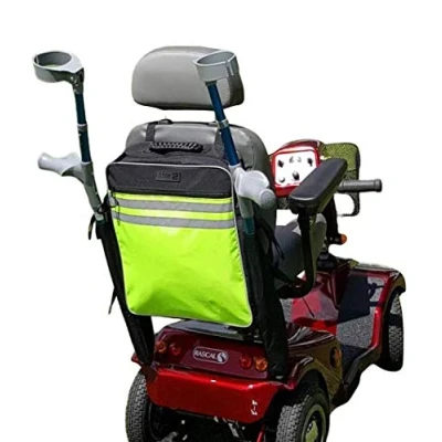Image of High Visibility Mobility Scooter Crutch Bag or Walking Stick for A Scooter.