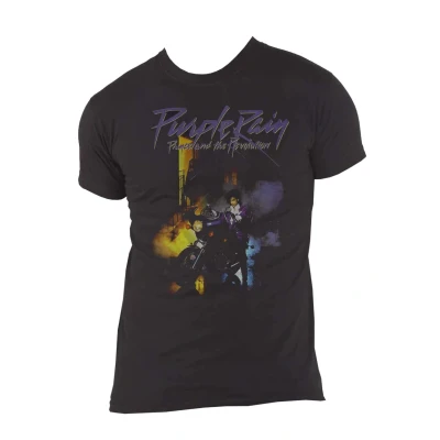 Image of Prince T Shirt Purple Rain and The Revolution Official Mens Black XXL