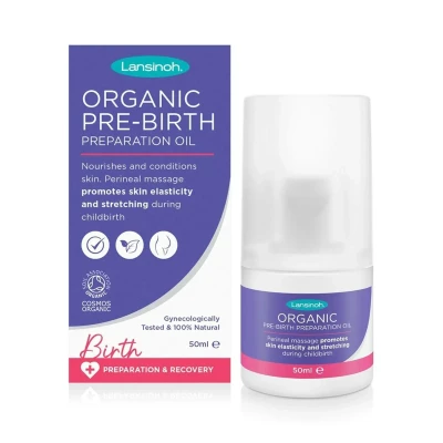 Image of Lansinoh Organic Pre Birth Preparation Oil 50ml Bottle perineal Massage Oil, Pregnancy Maternity to Help Prevent tears episiotomy During Labour aids Postnatal Recovery