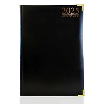 Image of G4GADGET 2025 A5 Week To View Black Diary On Two Pages Weekly For Home and Office Use Desk