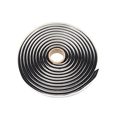 Image of QWORK® 1 Piece Butyl sealant Tape 9.5mm Diameter x 13ft, Black Rubber for Automotive Truck Headlight Window Door Windshield