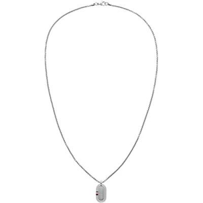 Image of THJ Tommy Hilfiger Jewelry Men&#039;s Stainless Steel Pendant Necklace 2790384, Silver, One Size