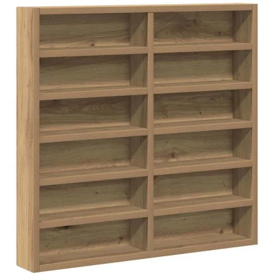 Image of vidaXL vitrine cabinet solid oak wall shelf, rustic artisan finish for living room/bedroom, 60x8.5x58 cm, space saving storage