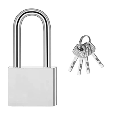 Image of Long Shackle Padlock Lengthened 40mm/1.57Inch Heavy Duty lock Waterproof Outdoor with keys for Warehouses Doors Shed Gym Locker Bike