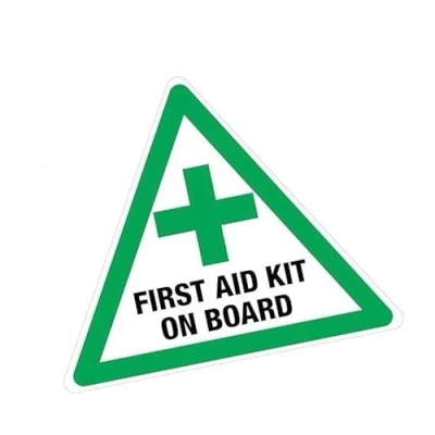 Image of First Aid Kit On Board Sticker 80MM X 68MM Courier Van Minibus Car Taxi Saftey