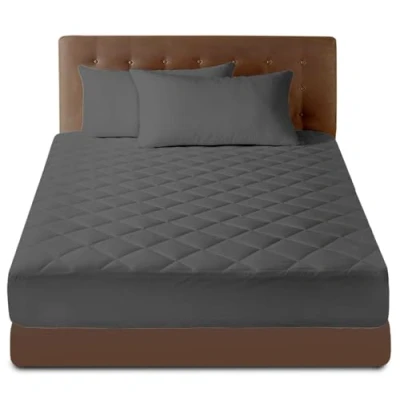 Image of GC GAVENO CAVAILIA Quilted Deep Mattress Protector Single, Soft Thick Warm Extra Anti Allergy Fitted Bed Cover, Charcoal