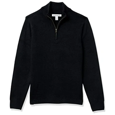 Image of Amazon Essentials Men&#039;s Long Sleeve Soft Touch Quarter Zip Jumper, Black, M