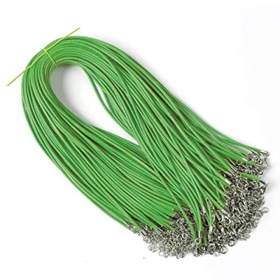 Image of RAYLINE DO Raylinedo® 20 Pieces 18 inch Wax Cord Necklaces 1.5mm Green Braided Imitation Leather Rope Necklace Chain with Lobster for DIY Jewelry Making