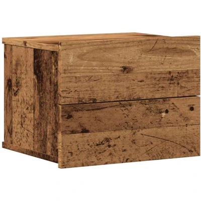 Image of vidaXL Wall Mounted Bedside Cabinet/Floating Nightstand Brown Engineered Wood 40x32x30cm Bedroom Modern Style Storage