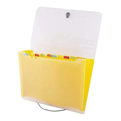 Image of D.RECT 5540 Sorter Pouch Document Sorter, School, Alphabetical Expandable Pockets 12 Compartments Office, Home Format A4 Yellow