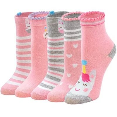 Image of PUTUO Girls Novelty Animal Cotton Socks: Toddler Unicorn Socks Kids Cute Funny Funky Children Christmas 12 14 Years
