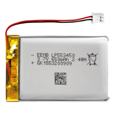 Image of EEMB Lithium Polymer Battery 3.7V 650mAh 553450 Lipo Rechargeable Pack with wire JST connector confirm device &amp; polarity before purchase