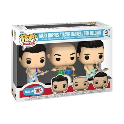 Image of Funko Pop! Rocks: Blink 182 3 Pack Tom DeLonge, Mark Hoppus, Travis Barker Collectable Vinyl Figure Gift Idea Official Merchandise Toys for Kids &amp; Adults Music Fans
