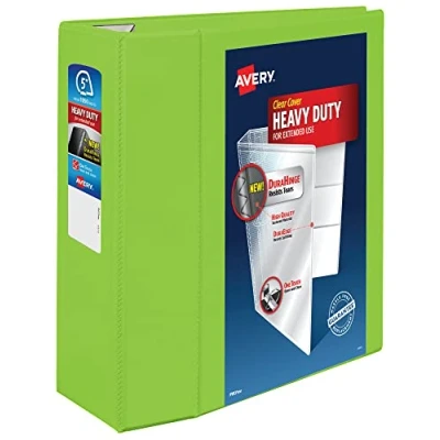Image of Avery Heavy Duty View 3 Ring Binder, 5 Inch One Touch EZD Rings, 2.3/4.8 Spine, 1 Chartreuse Binder (79815)