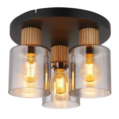 Image of Aleidis Shade Cluster Ceiling Light Matt Black Smoke Glass 3x E27