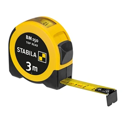 Image of STABILA Pocket Tape Measure BM 150 3M Metric Scale Direct Reading Window Shatterproof ABS Housing Movable Start Hook Belt Clip MID Accuracy